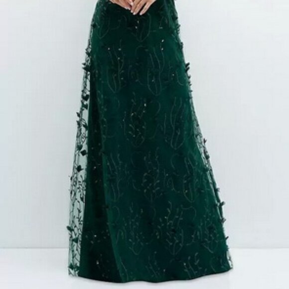 Dessy Collection Evergreen 3D Embroidered Off Shoulder Gown 3135 - Picture 2 of 6